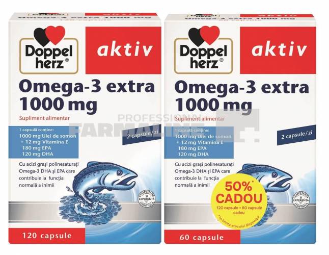 Doppelherz Aktiv Omega 3 Extra 1000 mg 120 capsule + 60 capsule Cadou