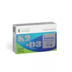 K2 + D3 + Magneziu Bisglicinat Chelat, 30 comprimate – Remedia