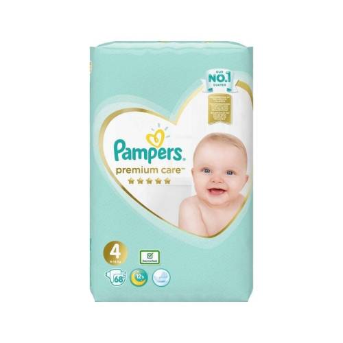 Scutece Premium Care 9 -14 kg, marimea 4, 68 bucati, Pampers