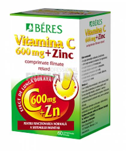 Beres Vitamina C 600 mg + Zinc 60 comprimate