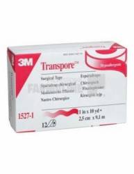 3M Transpore 1527-1 Banda transparenta din plastic 2.5 cm x 5 cm