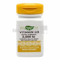 Vitamina D3 pentru adulti 2000 UI 30 capsule