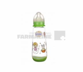 Minut Baby Biberon plastic cu tetina silicon 3 + luni 250 ml