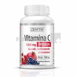 Vitamina C premium 1000 mg cu rodie, bioflavonoide si resveratrol 60 capsule