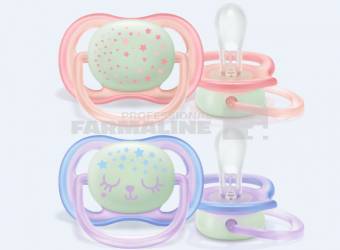 Avent SCF376/12 Suzeta ultra air 0-6 luni inel fosforescent pentru fete 2 bucati