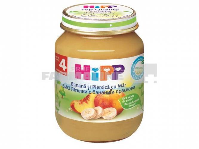 Hipp Bio Organic Piure mar,piersica,banana 4+ luni 125 g