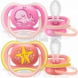 Avent SCF80/04 Suzete ultra air 6-18 luni design text fete 2 bucati