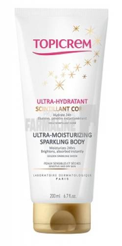 Topicrem Sparkling Lapte corp ultra hidratant cu particule stralucitoare aurii 200 ml