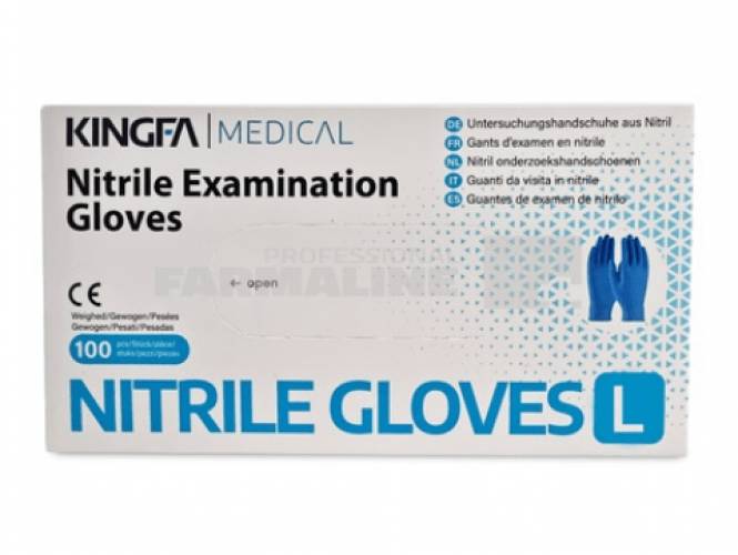 Kingfa Manusi examinare nitril nepudrate albastre ""L"" 100 bucati