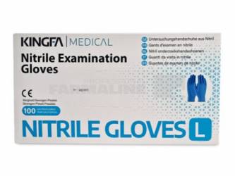 Kingfa Manusi examinare nitril nepudrate albastre ""L"" 100 bucati