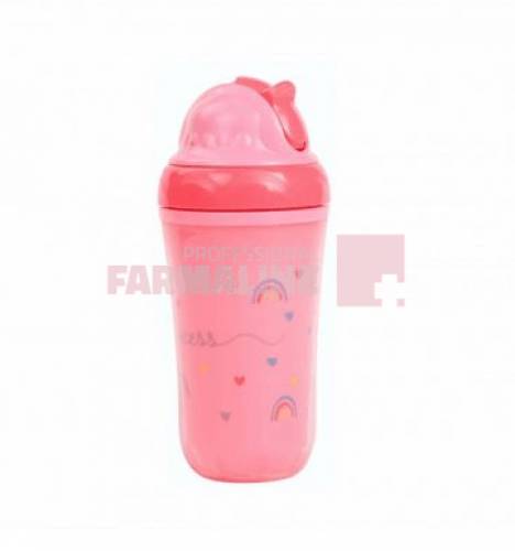 Baby Nova 34114 Pahar roz izotermic cu pai 6+ luni 250 ml