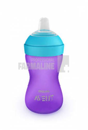 Avent SCF802/02 Cana cu tetina moale rezistenta la muscaturi mov 300 ml