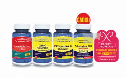 Pachet Imunitate Quercetin + Zinc 30 comprimate + Zinc Complex 30 comprimate + Vitamina c 30 comprimate + Vitamina D3 Naturala 3000 U.I 30 comprimate