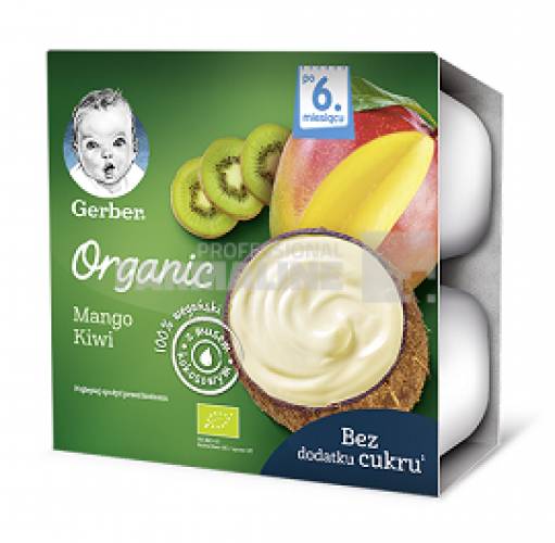 Gerber Desert Bio din mango, kiwi si cocos 6 luni+ 4 x 90g