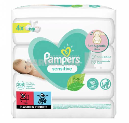Pampers Servetele Sensitive 52 bucati - 4 pachete