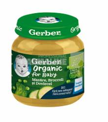 Gerber Piure Bio din mazare, broccoli si dovlecel 4 luni+ 125g