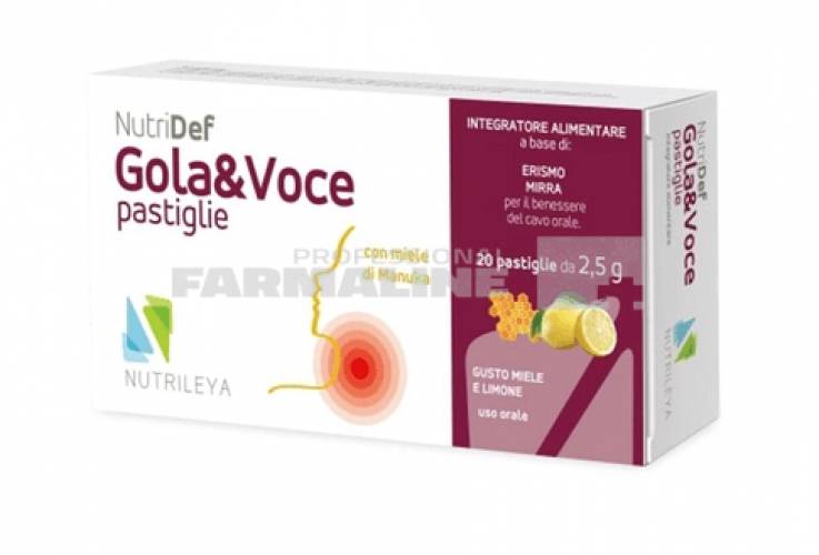 NutriDef Gola&Voce cu Miere de Manuka si Lamaie 20 pastile