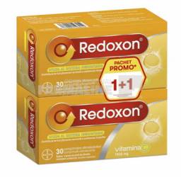 Redoxon Pachet Vitamina C 1000 mg cu aroma de lamaie 30 comprimate efervescente 1 + 1