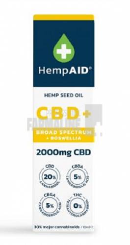 Ulei de canepa cu 2000 mg CBD, 500 mg CBDA, 500 mg CBGA, 200 mg Boswellia 10 ml