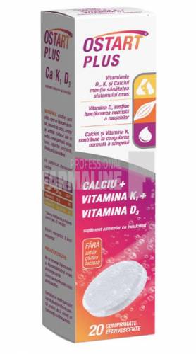 Ostart Plus Ca+K1+D3 20 comprimate efervescente