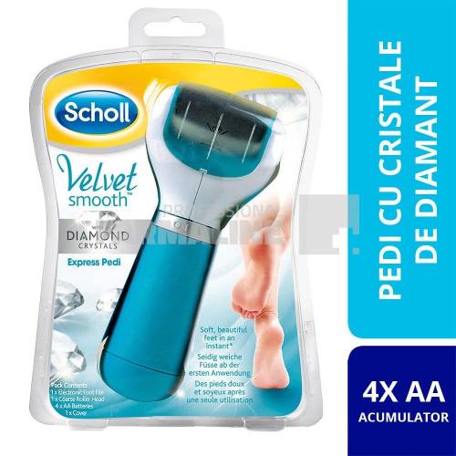 Scholl Velvet Smooth Express Pedi Pila electronica cu cristale de diamant