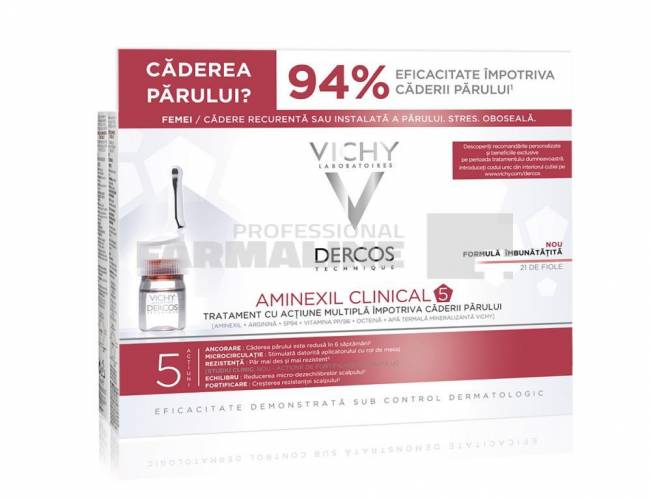 Vichy Dercos Aminexil Clinical 5 Tratament impotriva caderii parului pentru femei 21 fiole