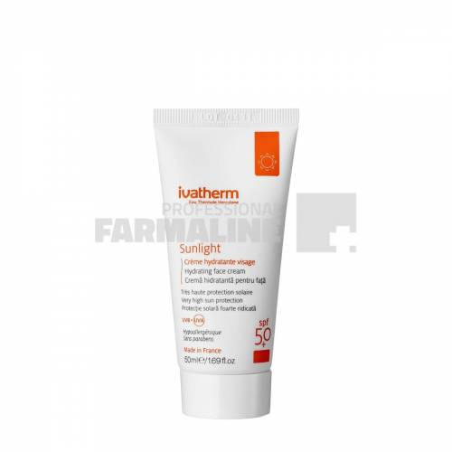 Ivatherm Sunlight Crema hidratanta pentru fata cu protectie solara SPF50 50 ml