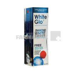 White Glo Diamond Plus Plaque Seeker Pasta de dinti 60 ml + Pastila testare placa bacteriana