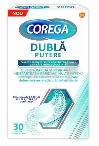 Corega Dubla Putere Tablete curatare proteza 30 bucati