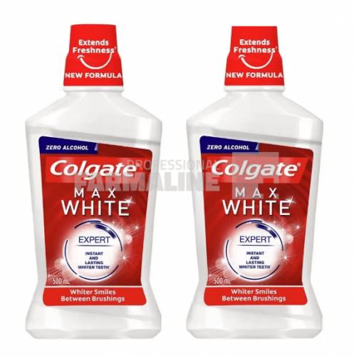 Colgate Max White Expert Apa de gura 500 ml 1+1 Cadou