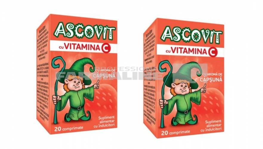 Ascovit cu aroma de capsuna 100 mg 20 comprimate Oferta 2 la pret de 1