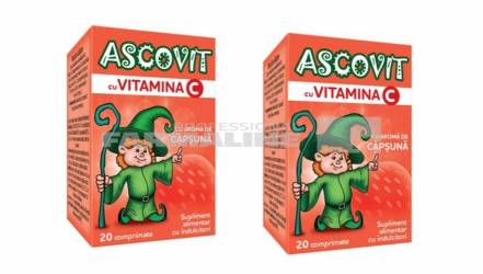 Ascovit cu aroma de capsuna 100 mg 20 comprimate Oferta 2 la pret de 1