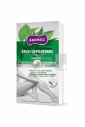 Farmec benzi depilatoare duble pentru corp cu ceara gel cu extract de matcha si bambus 8 benzi