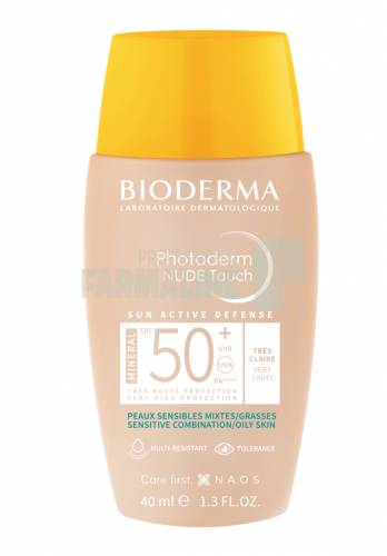 Bioderma Photoderm Nude Touch Mineral Fluid SPF50 Tres claire/ Foarte deschis 40 ml