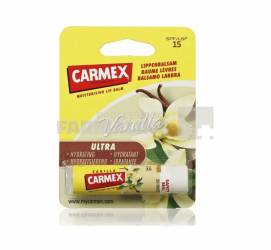 Carmex Balsam reparator pentru buze uscate si crapate SPF15+ aroma vanilie 4.25 g