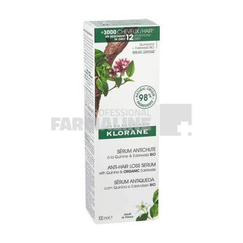 Klorane Serum cu chinina si floare de colt bio 100 ml