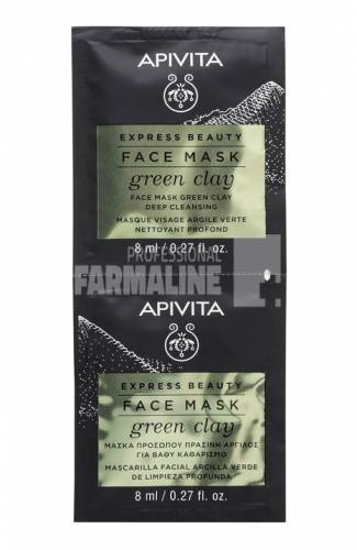 Apivita Express Beauty masca argila verde curatare pentru ten gras 2 bucati 8 ml