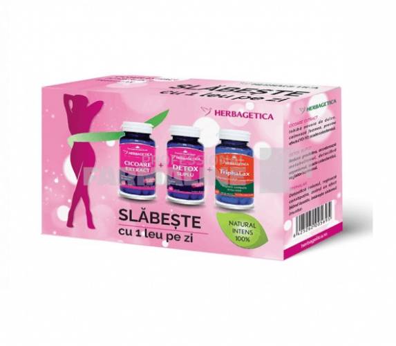 Slabeste cu 1 leu pe zi Pachet: Cicoare extract 60 capsule + Detox Suplu 60 capsule + Triphalax 60 capsule