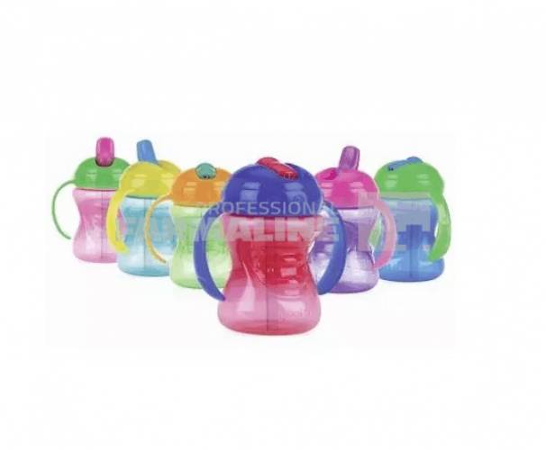 Nuby 10302 Cana cu manene ""Sa invatam sa bem"" 9+ luni 240 ml