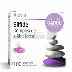 Alevia Pachet Silfide Complex de slabit forte 100 comprimate + Ceai de slabit 30 plicuri Cadou