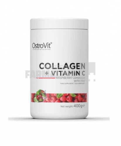 OstroVit Colagen + Vitamina C Aromă de Zmeură si Menta 400g
