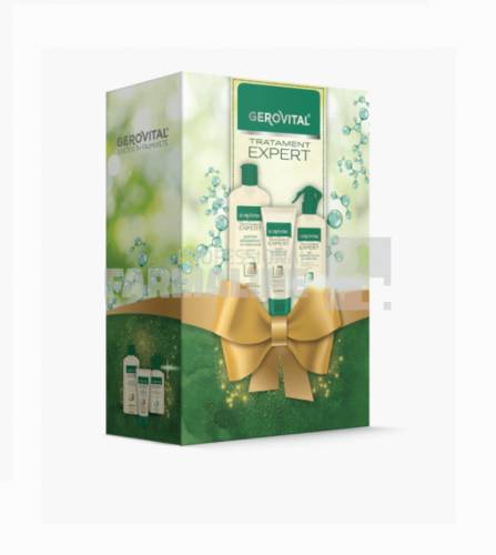 Gerovital Tratament Expert caseta Sampon regenerant cu keratina 250 ml + Masca Regeneranta cu Keratina 150 ml + Ser Termoprotector cu Keratina 150 ml