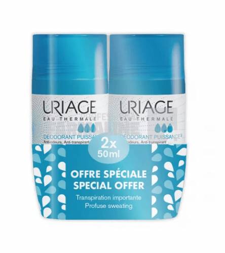 Uriage Pachet Deodorant roll-on antiperspirant 24 H Puissance 50 ml + 50 ml