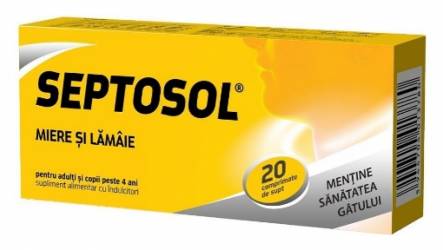 Herbaflu Septosol cu miere si lamaie - 20 comprimate de supt Biofarm