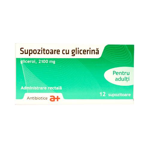 Supozitoare cu glicerina adulti, 12 supozitoare, Antibiotice