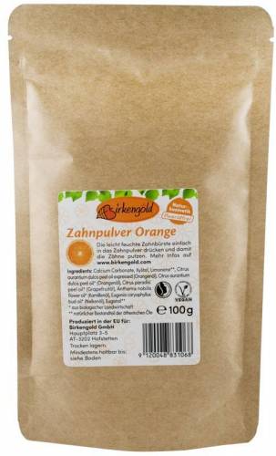 Pulbere pentru dantura cu portocale si xylitol, 100g - Birkengold