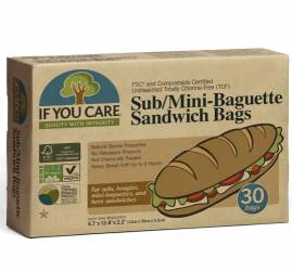 Pungi de hartie nealbita pentru mini baghete si sandwich, fara clor, compostabile 30 bucati - If You Care