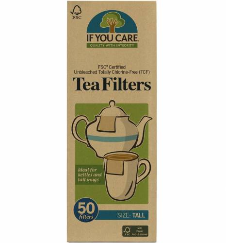 Filtre de ceai inalte, nealbite, fara clor, compostabile, 50 bucati, If You Care