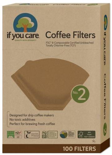 Filtre de cafea marimea 2, nealbite, fara clor, compostabile, 100 bucati, If You Care
