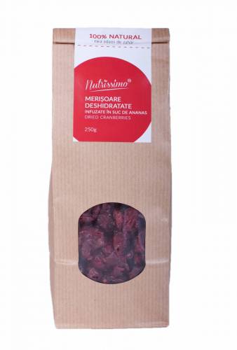Merisoare infuzate in suc de ananas, fara zahar, 250g - Nutrissimo